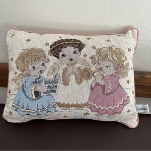 Vintage Riverdale Tapestry Singing Angels Trio Christmas Pillow